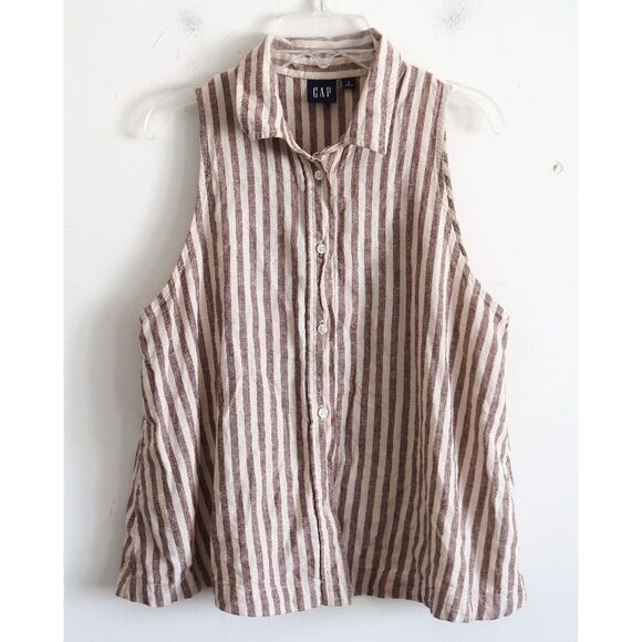 Gap Striped Sleeveless Shirt - Size Small - Picture 1 of 8